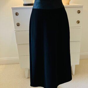 VTG David Benjamin pencil skirt black leather trim Women's size 10 Midi